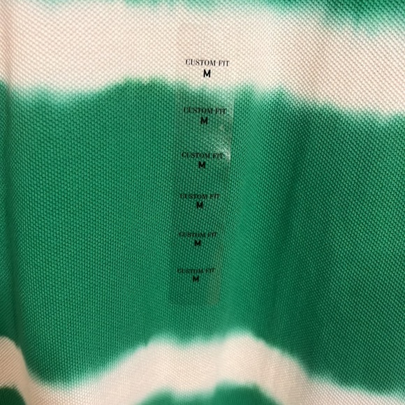 NWT Rare Polo Ralph Lauren Dip Dyes Green & White Stripe Polo Shirt Medium - Picture 2 of 9